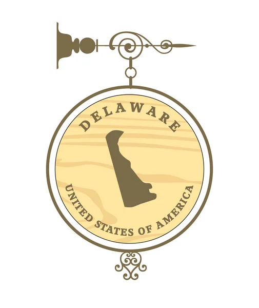 Vintage label with map of Delaware — Stock Vector