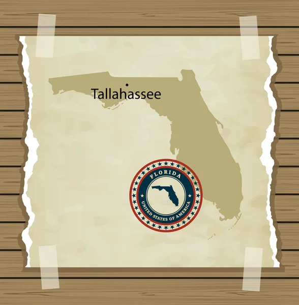 スタンプ ビンテージ背景を持つフロリダ州地図 — ストックベクタ