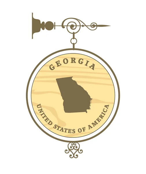 Etiqueta Vintage con el mapa de Georgia — Archivo Imágenes Vectoriales