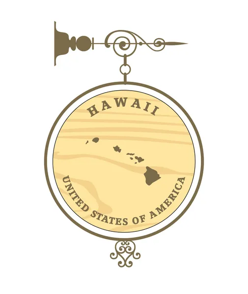 Etiqueta Vintage con el mapa de Hawaii — Vector de stock