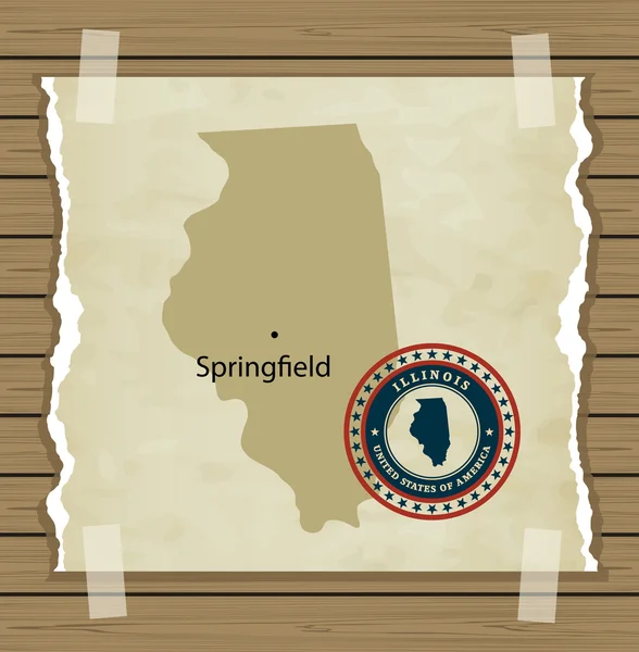 Illinois mapa com carimbo fundo vintage — Vetor de Stock