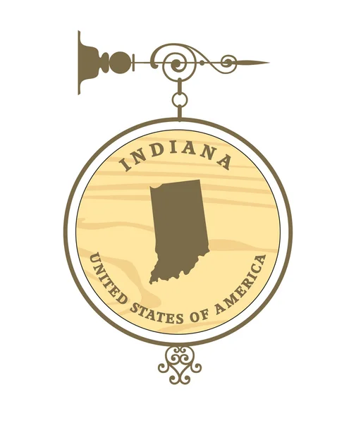 Étiquette vintage avec carte de Indiana — Image vectorielle