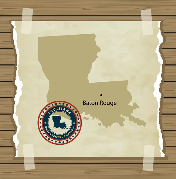 Louisiane carte avec timbre vintage — Image vectorielle