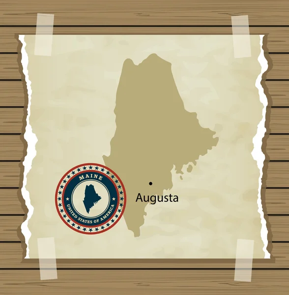 Mappa del Maine con timbro vintage — Vettoriale Stock