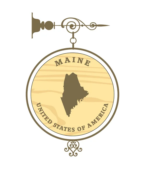Etiqueta vintage con el mapa de Maine — Archivo Imágenes Vectoriales