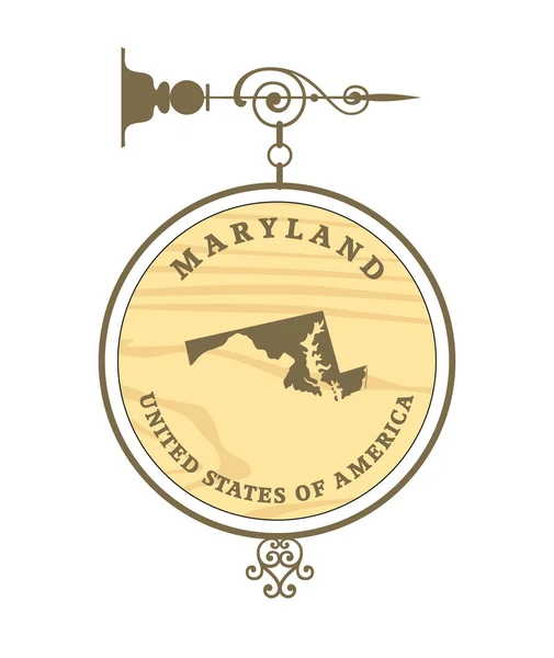 Rótulo do vintage com mapa de Maryland —  Vetores de Stock