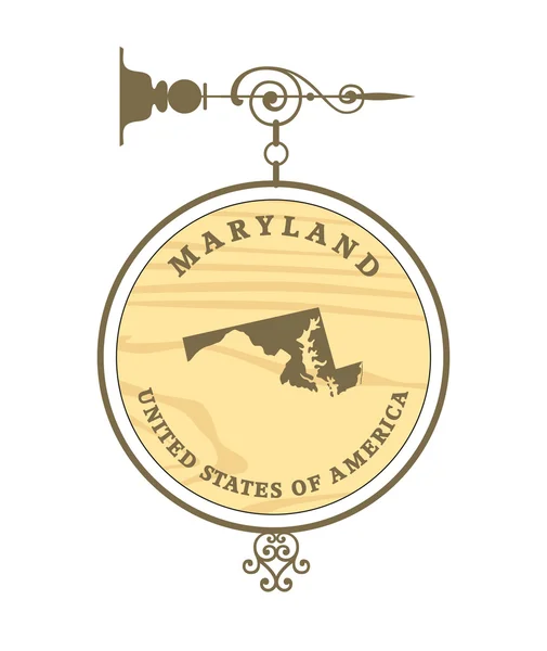 Etiqueta Vintage con el mapa de Maryland — Vector de stock