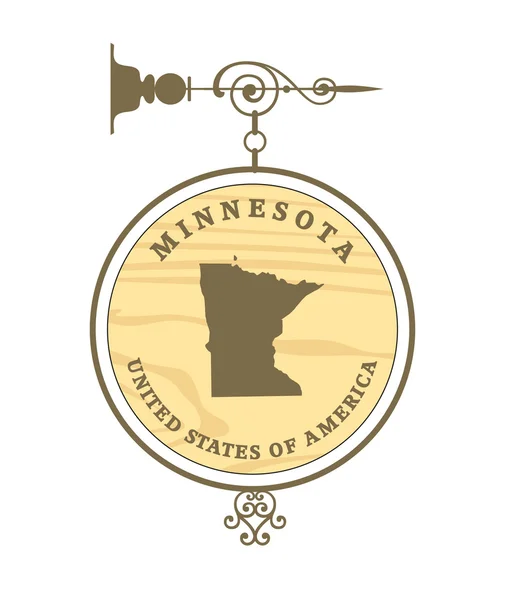 Étiquette vintage avec carte du Minnesota — Image vectorielle