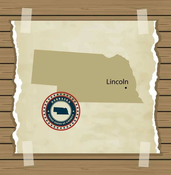 スタンプ ビンテージ背景とネブラスカ州地図 — ストックベクタ