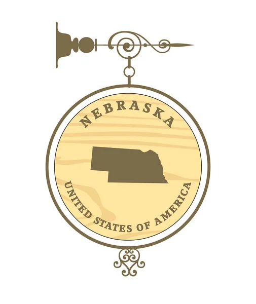 Rótulo do vintage com mapa de Nebraska — Vetor de Stock