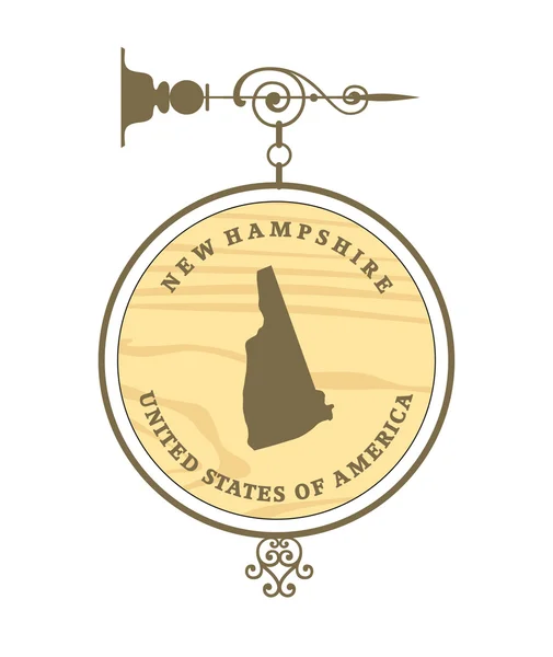 Etiqueta Vintage con el mapa de New Hampshire — Vector de stock