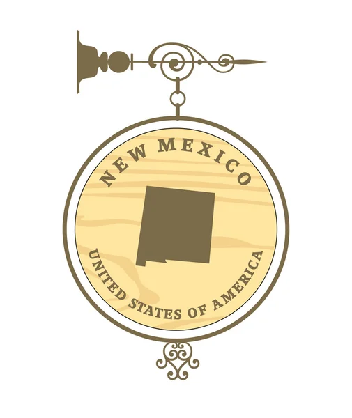 Étiquette vintage avec carte de Nouveau-Mexique — Image vectorielle