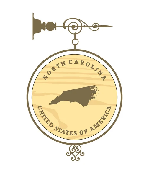 Vintage label with map of North Carolina — Stock Vector