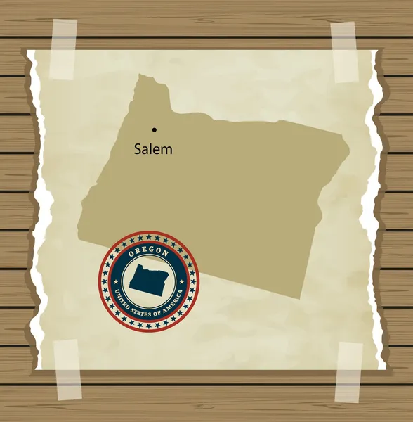Carte de l'Oregon avec timbre vintage — Image vectorielle