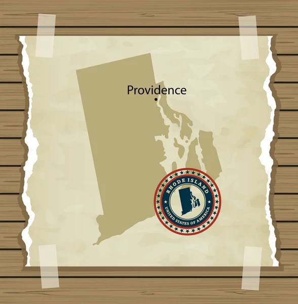 スタンプのヴィンテージとロードアイランド州地図 — ストックベクタ