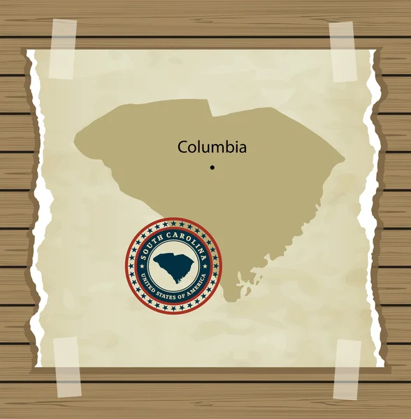 Carolina del Sur mapa con sello vintage — Vector de stock