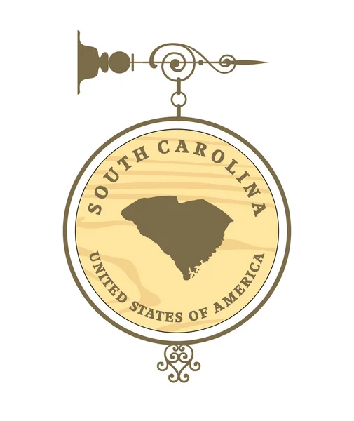 Rótulo vintage com mapa de Carolina do Sul —  Vetores de Stock