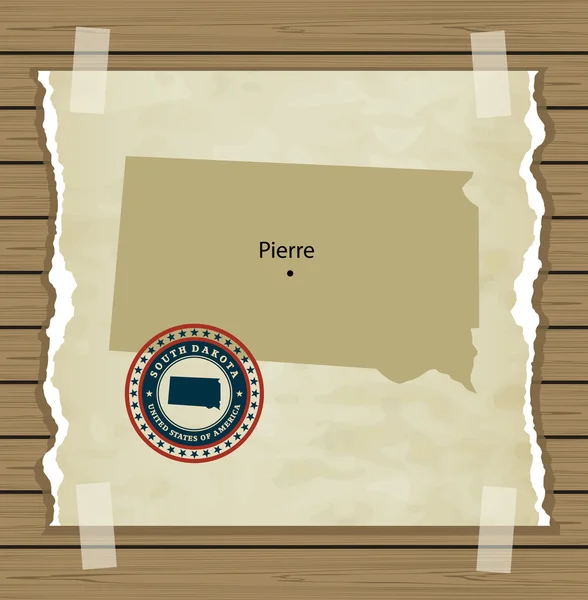 Південна Дакота карту з штамп vintage фоном — стоковий вектор