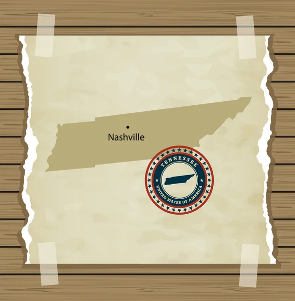 Tennessee carte avec timbre arrière-plan vintage — Image vectorielle