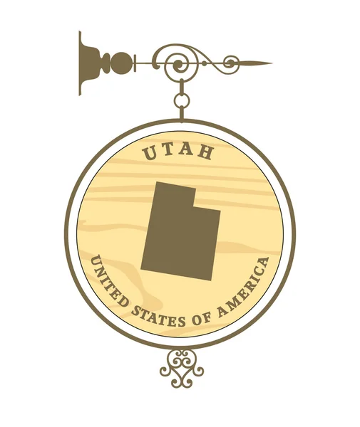 Étiquette vintage avec carte de l'Utah — Image vectorielle