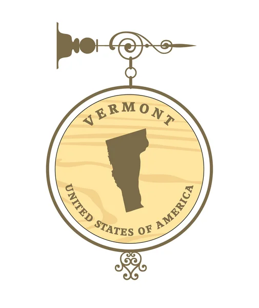 Vermont, harita Vintage etiketi — Stok Vektör