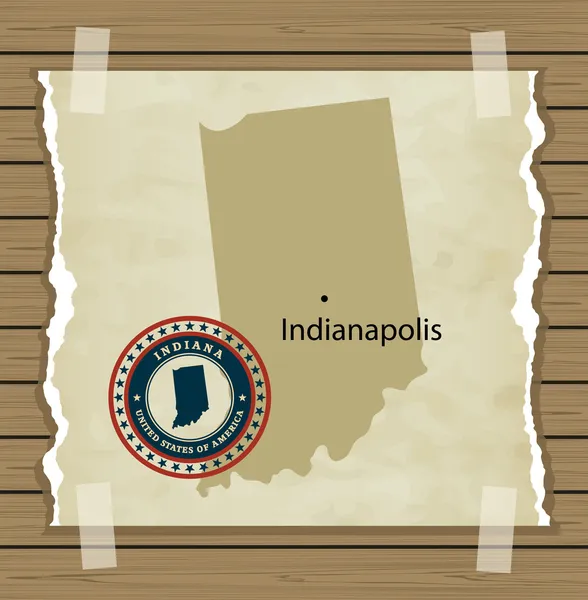 Indiana kaart met stempel vintage achtergrond — Stockvector