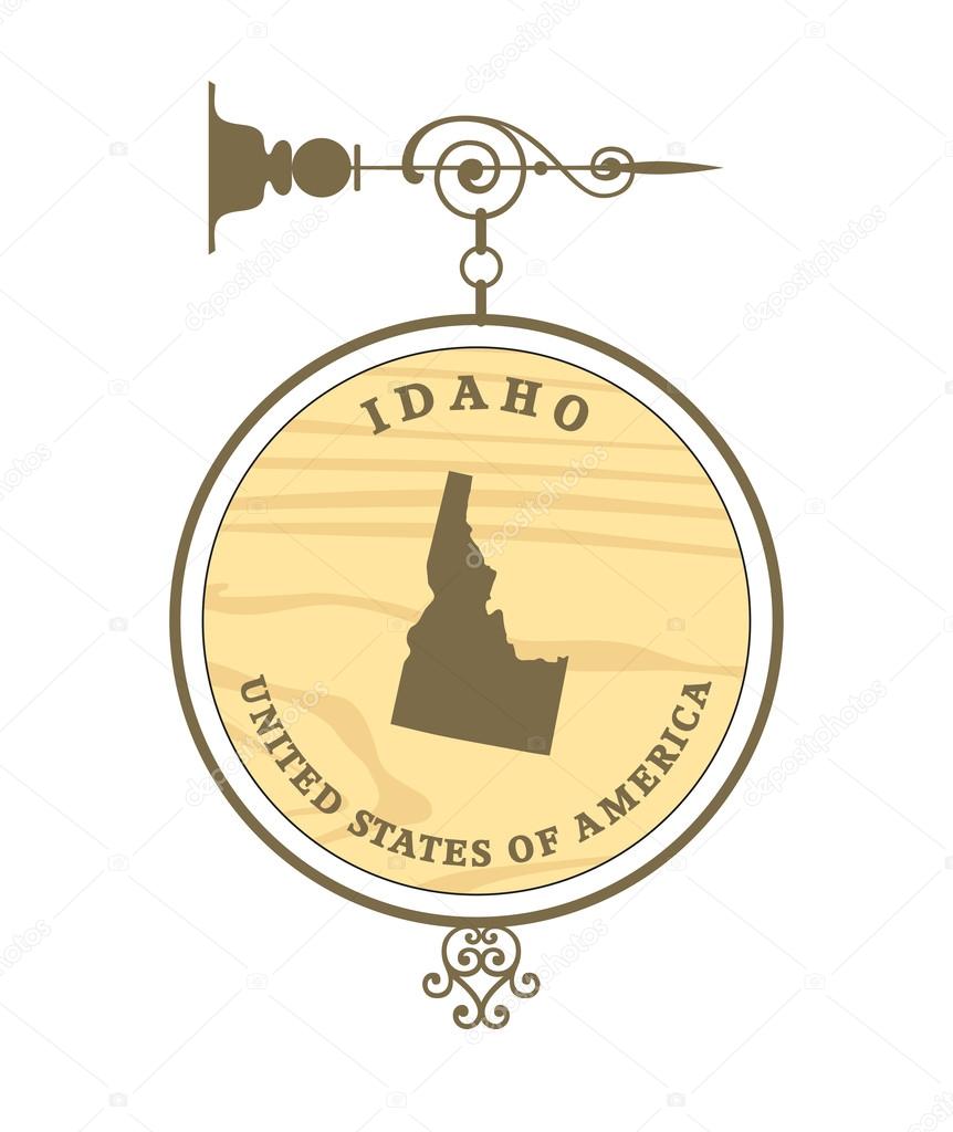 Vintage label with map of Idaho