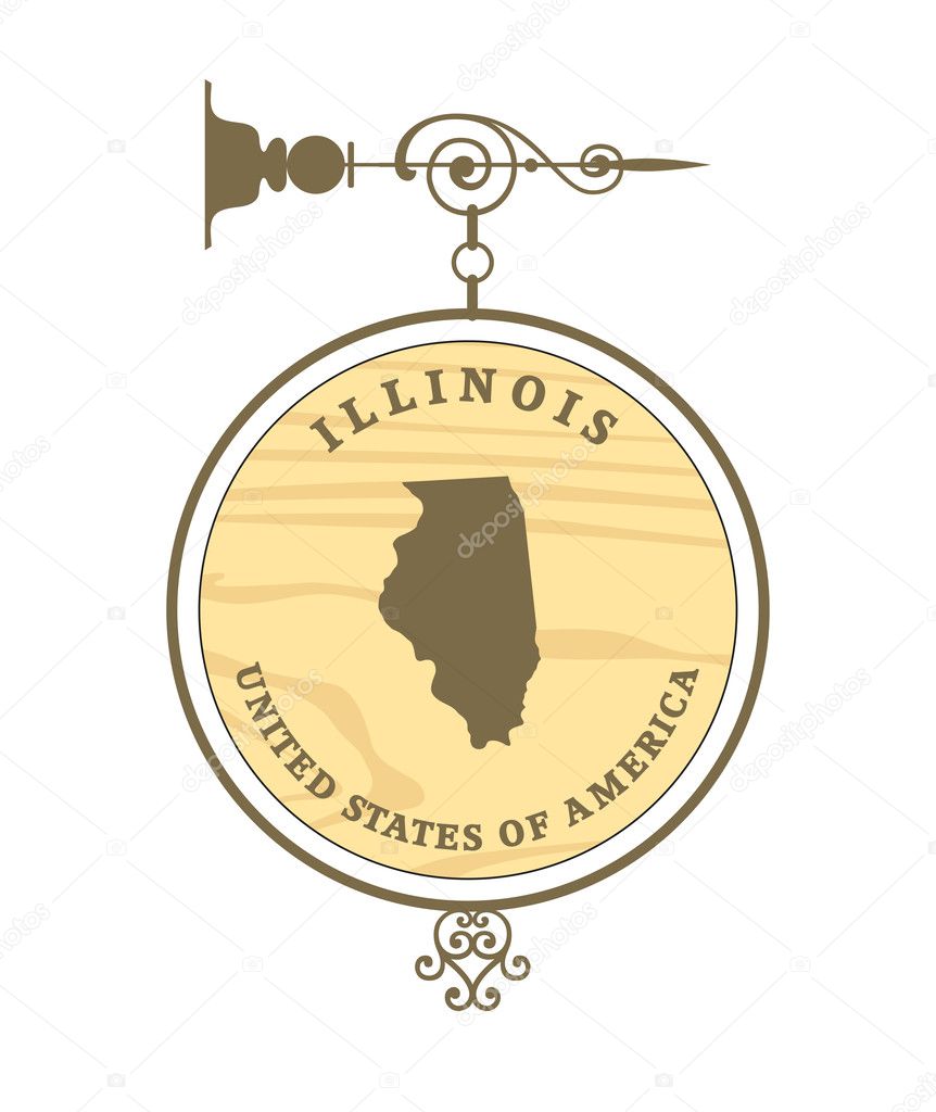 Vintage label with map of Illinois