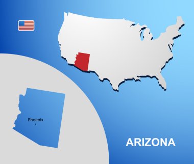 Arizona devlet Haritası ile ABD harita üzerinde