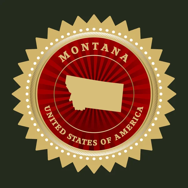 Etiqueta estrella con el mapa de Montana — Archivo Imágenes Vectoriales