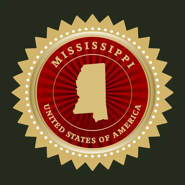 Rótulo de estrela com mapa de Mississippi — Vetor de Stock