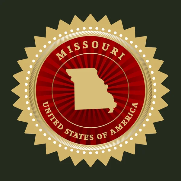 Etichetta stellare con mappa di Missouri — Vettoriale Stock