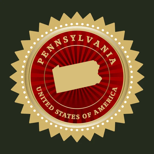 Sternschild mit Wimpelkarte von Pennsylvania — Stockvektor