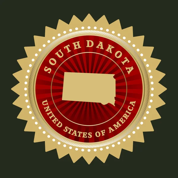 Star label with map of South Dakota — Stock Vector