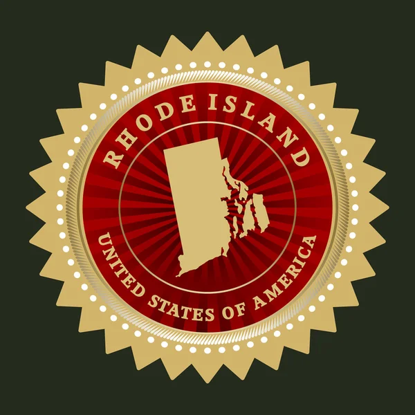 Rótulo de estrela com mapa de Rhode Island — Vetor de Stock