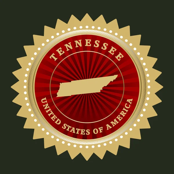 Rótulo de estrela com mapa de Tennessee — Vetor de Stock