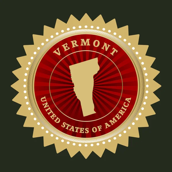 Rótulo de estrela com mapa de Vermont — Vetor de Stock