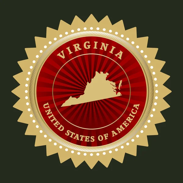 Star label with map of Virginia — Stock Vector