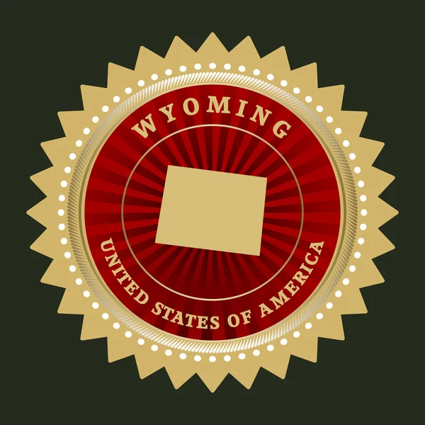 Étiquette étoile avec carte du Wyoming — Image vectorielle