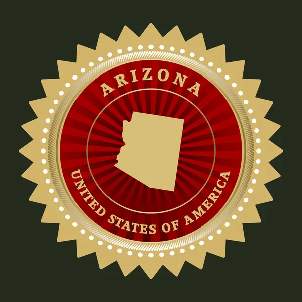 Étiquette étoile avec carte de Arizona — Image vectorielle