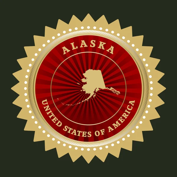 Rótulo de estrela com mapa de Alaska — Vetor de Stock