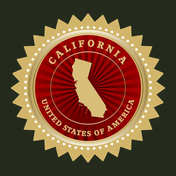 Etiqueta estrella con mapa de California — Vector de stock