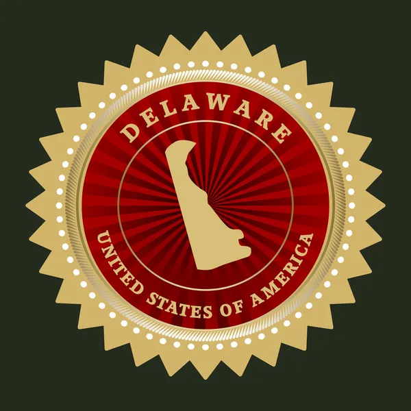 Etichetta stellare con mappa di Delaware — Vettoriale Stock