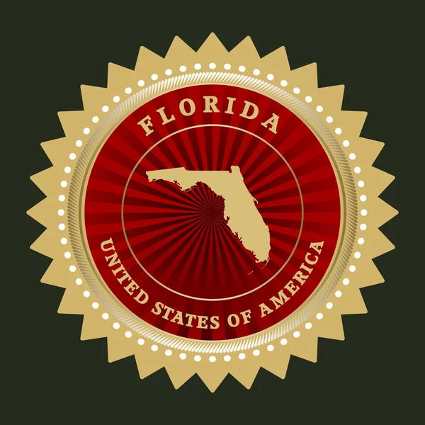 Star label with map of Florida — Stock Vector