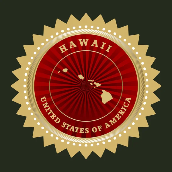 Etiqueta estrella con mapa de Hawaii — Archivo Imágenes Vectoriales