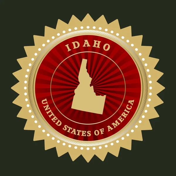 Étiquette étoile avec carte de Idaho — Image vectorielle