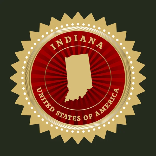 Star label with map of Indiana — Stock Vector