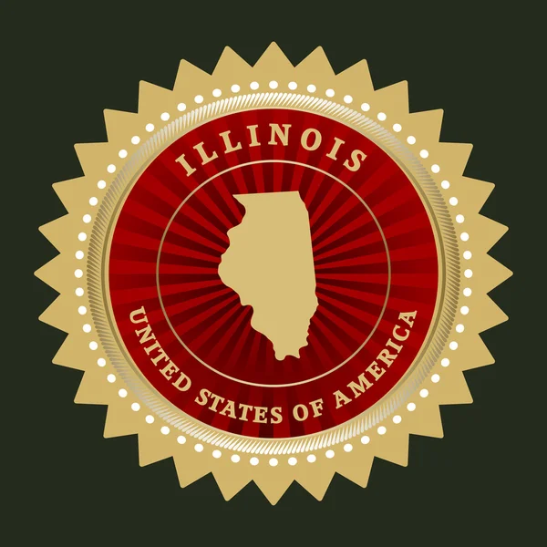 Étiquette étoile avec carte de l'Illinois — Image vectorielle