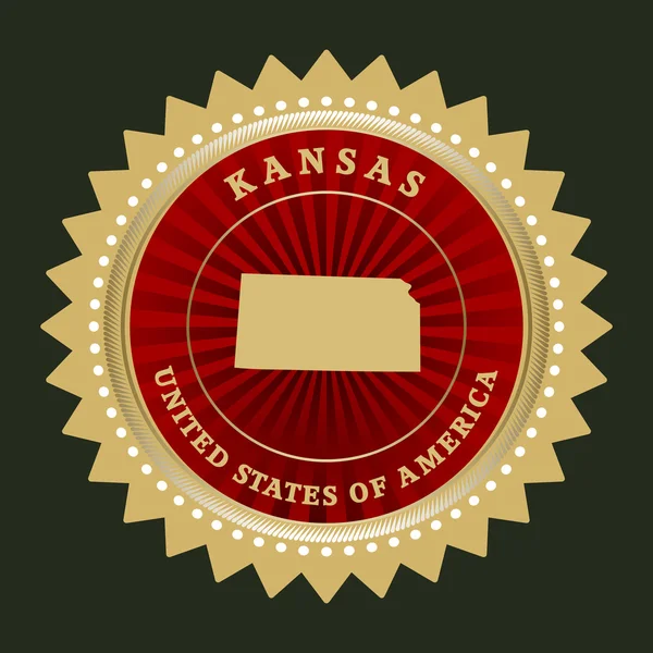 Star label with map of Kansas — Stock Vector