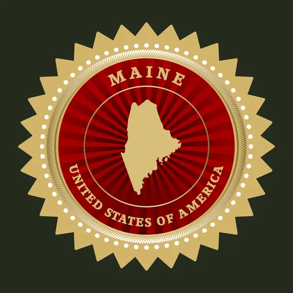 Star label with map of Maine — Stock Vector